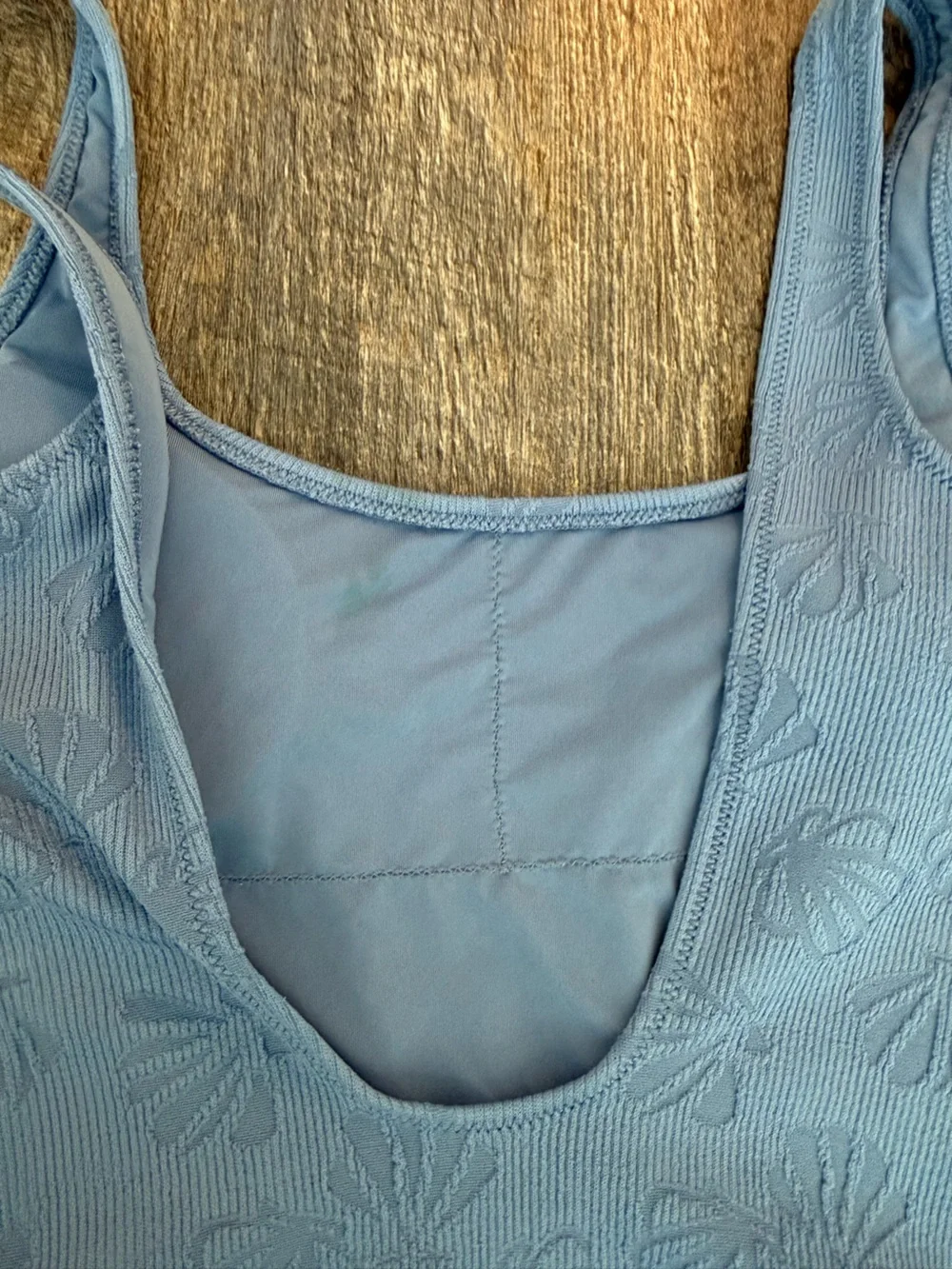 Aerie Cheeky One Piece Swimsuit Blue Textured Scoop Neck Size Large